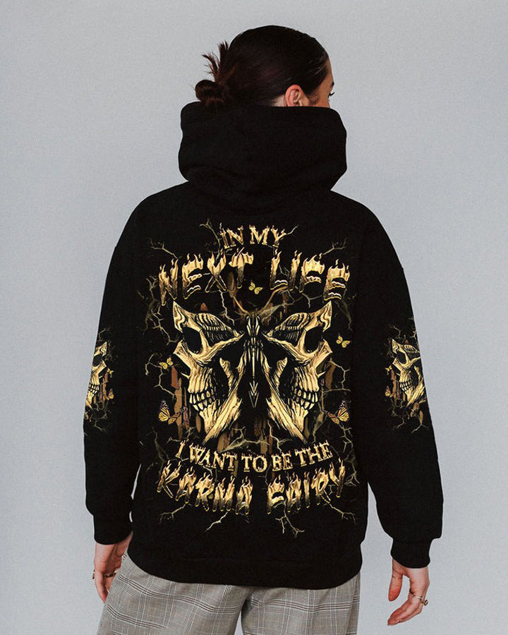 Unisex Fsiry Skull Butterfly Illustration Print Hoodie