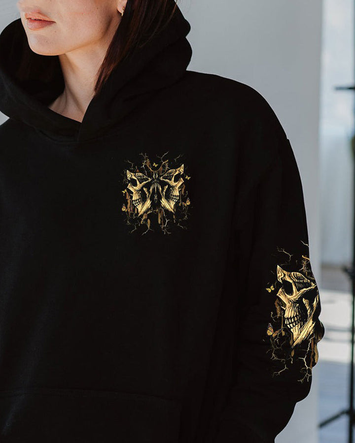 Unisex Fsiry Skull Butterfly Illustration Print Hoodie