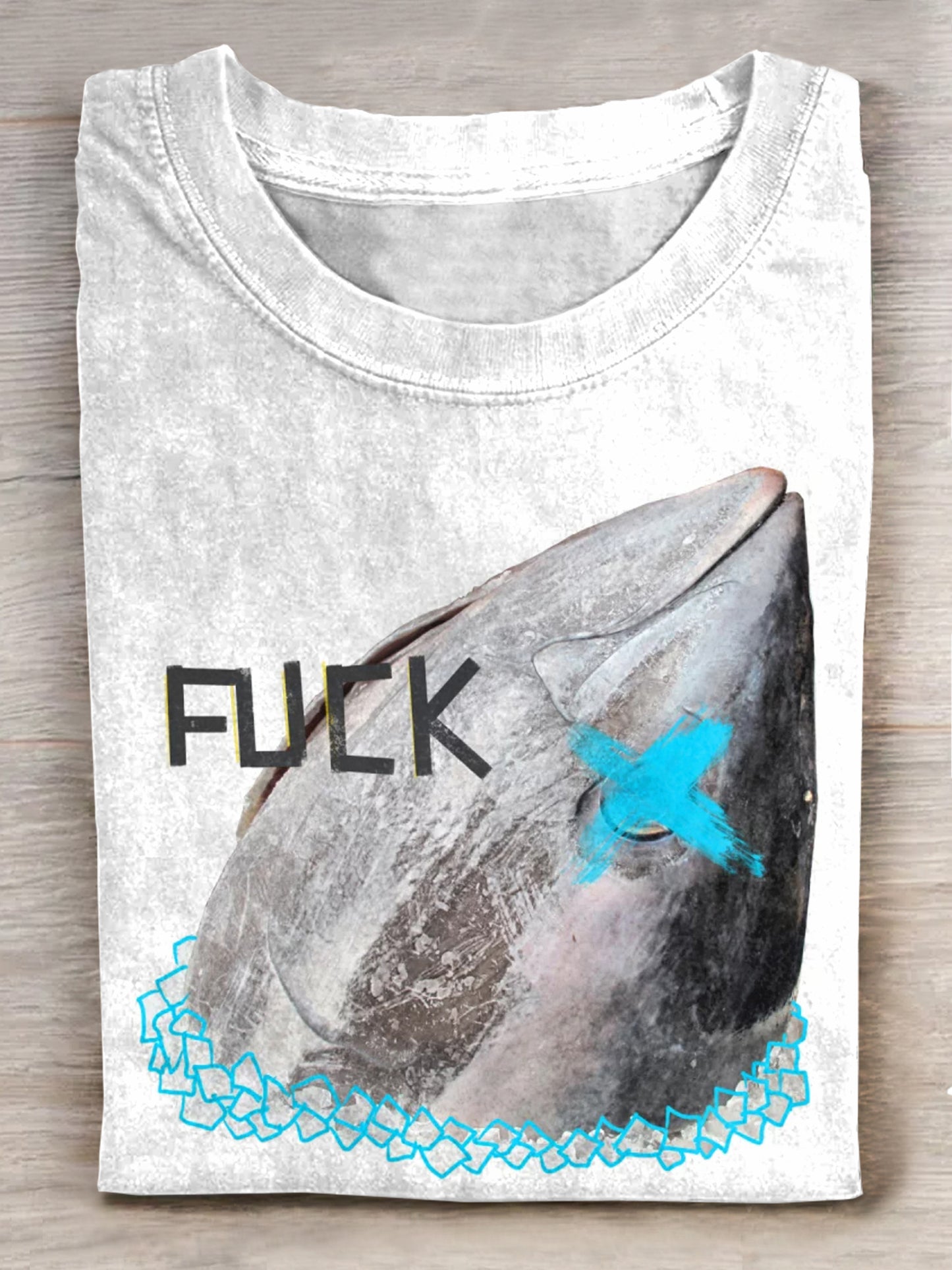 Fuck Shark Art Print Casual T-Shirt
