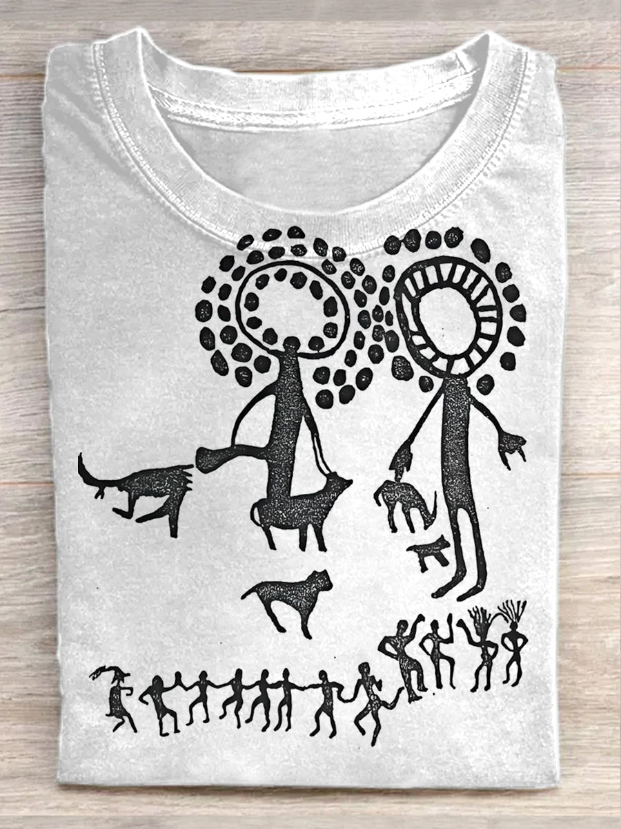 Unisex Special Totem Symbol Art Illustration Casual Round T-Shirt