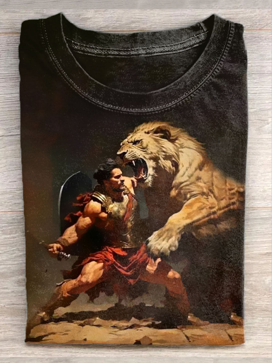 Unisex Roman Gladiator Performance Illustration Graphic Casual T-Shirt
