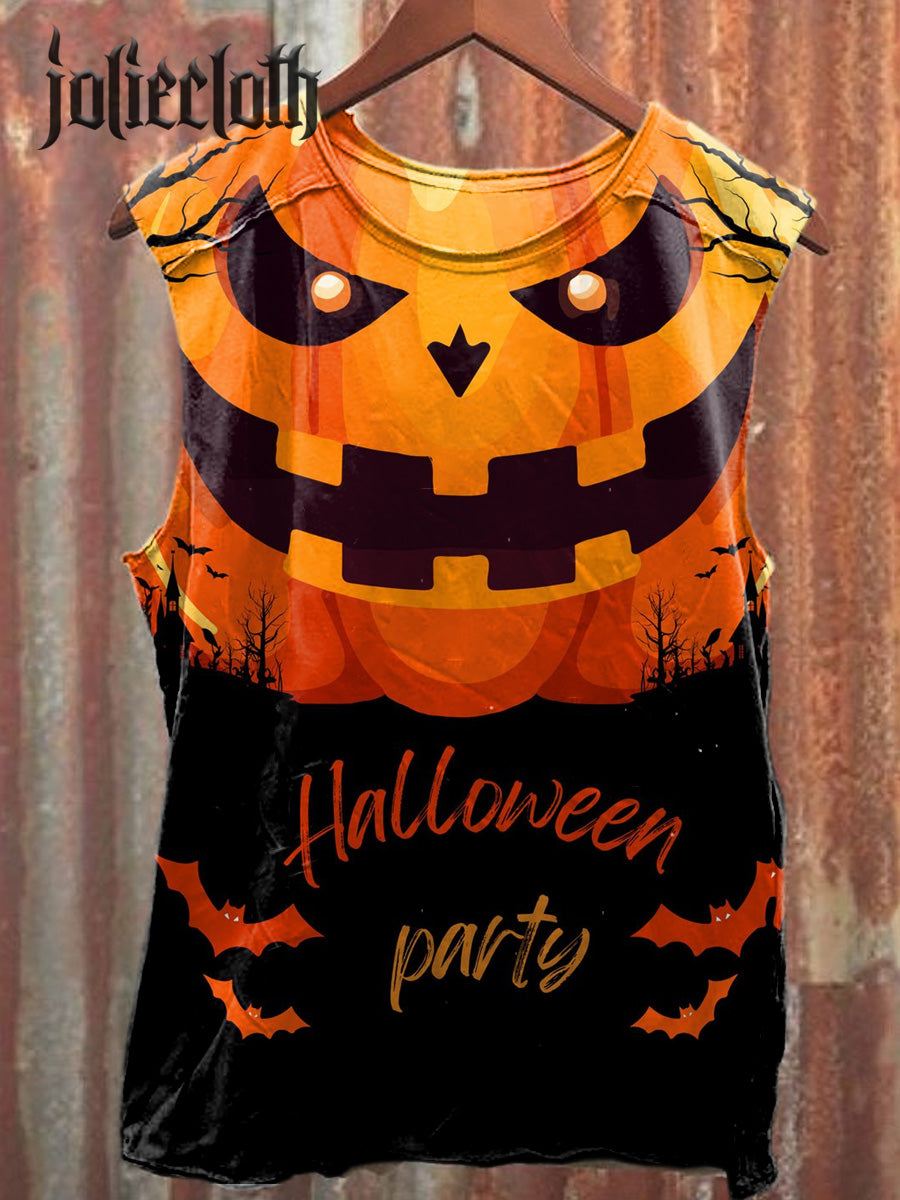 Unisex Halloween Poster Illustration Printed Casual Cotton Tank Top