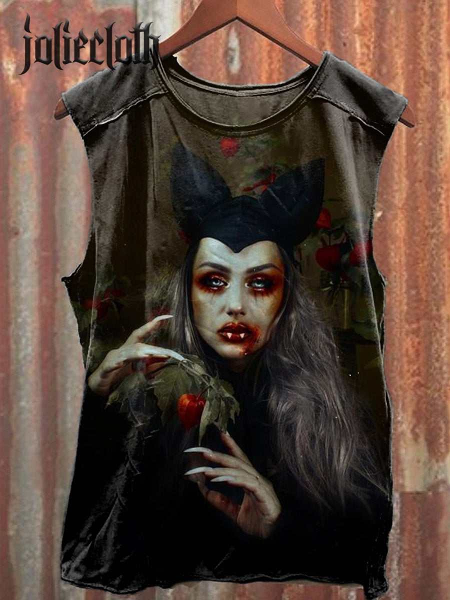 Unisex Sexy Little Devil Illustration Printed Casual Cotton Tank Top