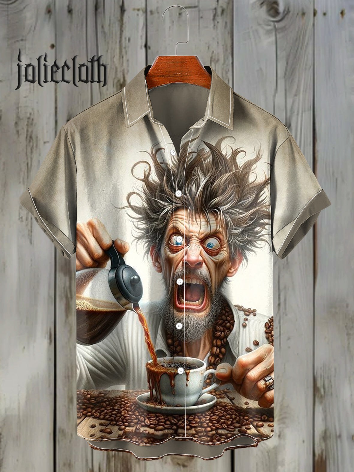 Men's Funny Old Man Art Illustration Printed Casual Short Sleeve Shirt