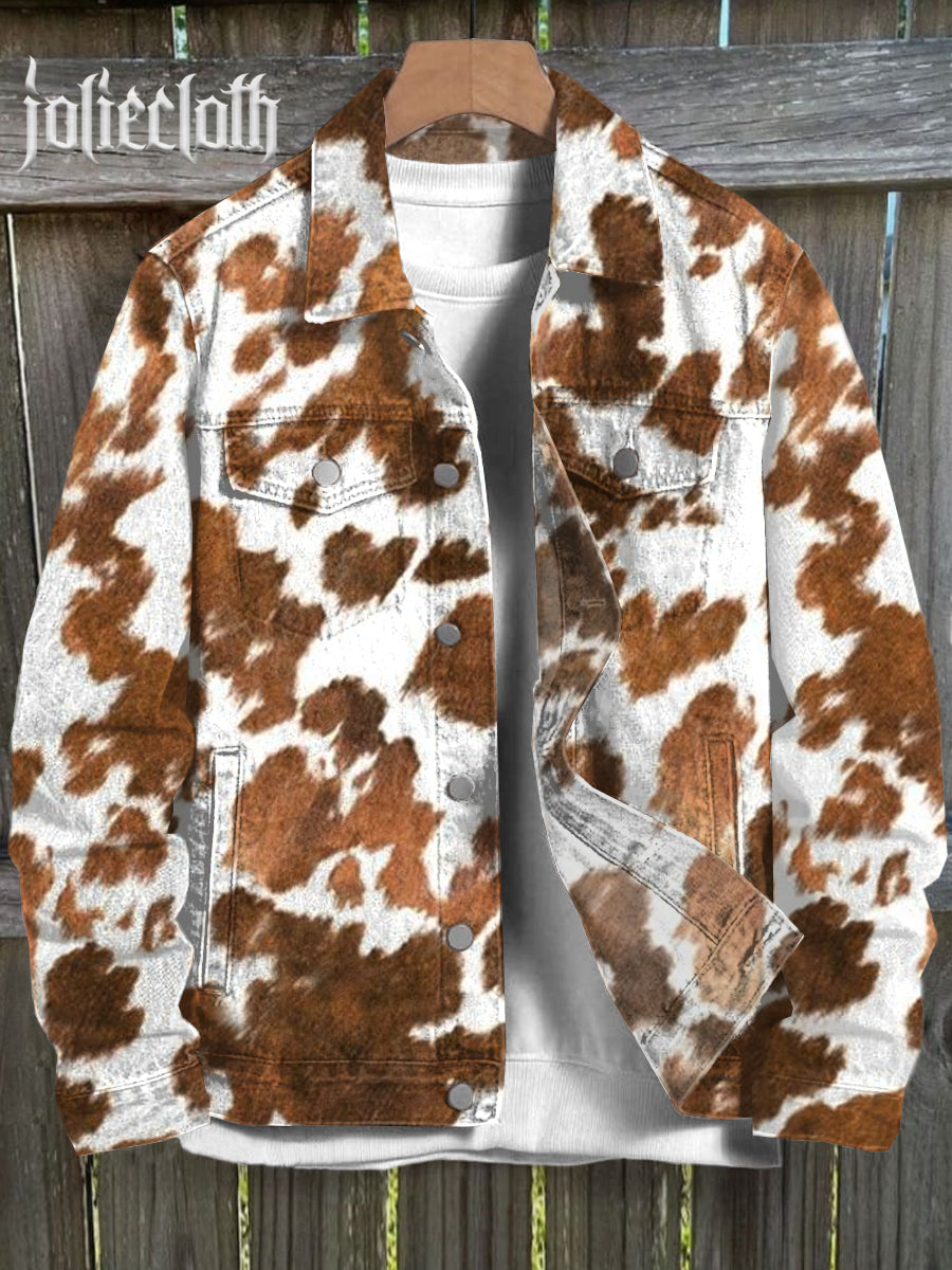 Men's Retro Western Style Art Illustration Casual Jacket