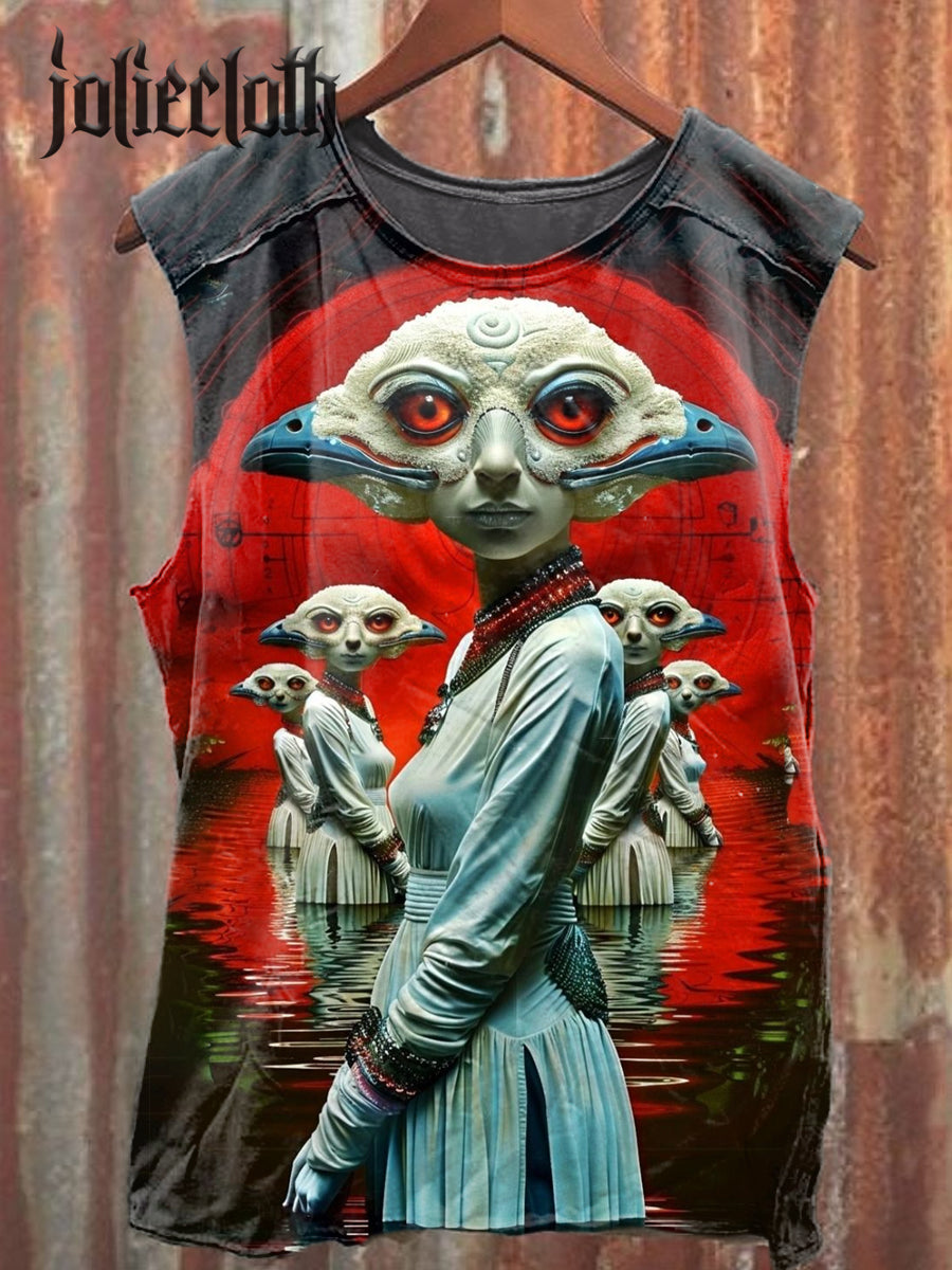 Unisex Fantasy Animal Art Illustration Printed Casual Cotton Tank Top