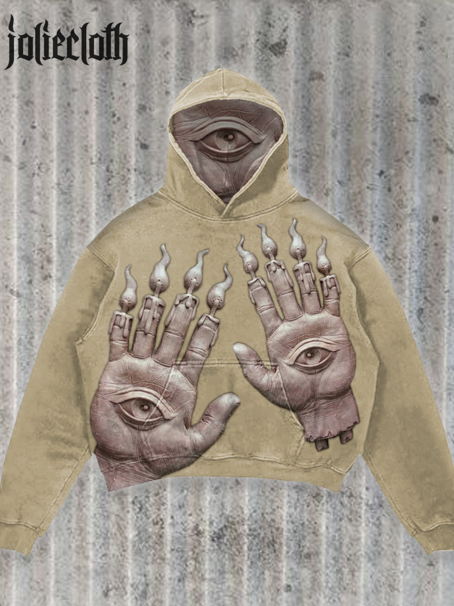 Unisex Vintage Illustration Print Hoodie