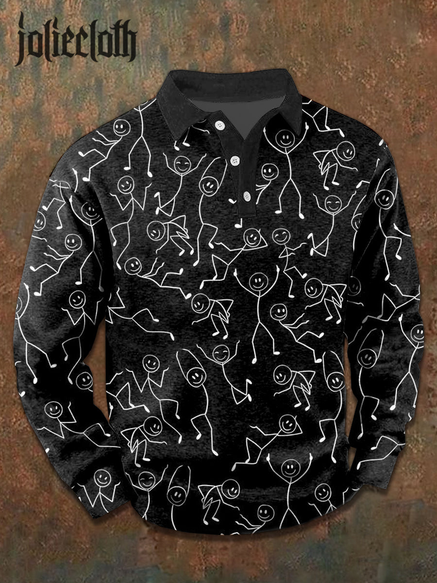 Men's Funny Villain Illustration Print Casual Polo Shirt