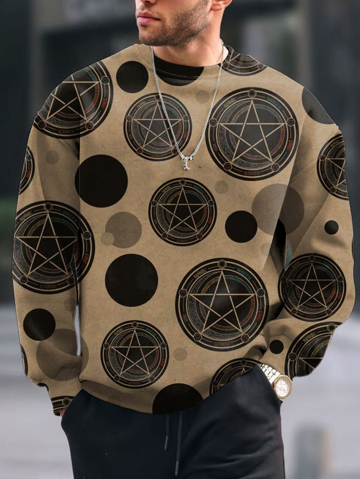 Men's Vintage Print Crew Neck Casual Sweatshit