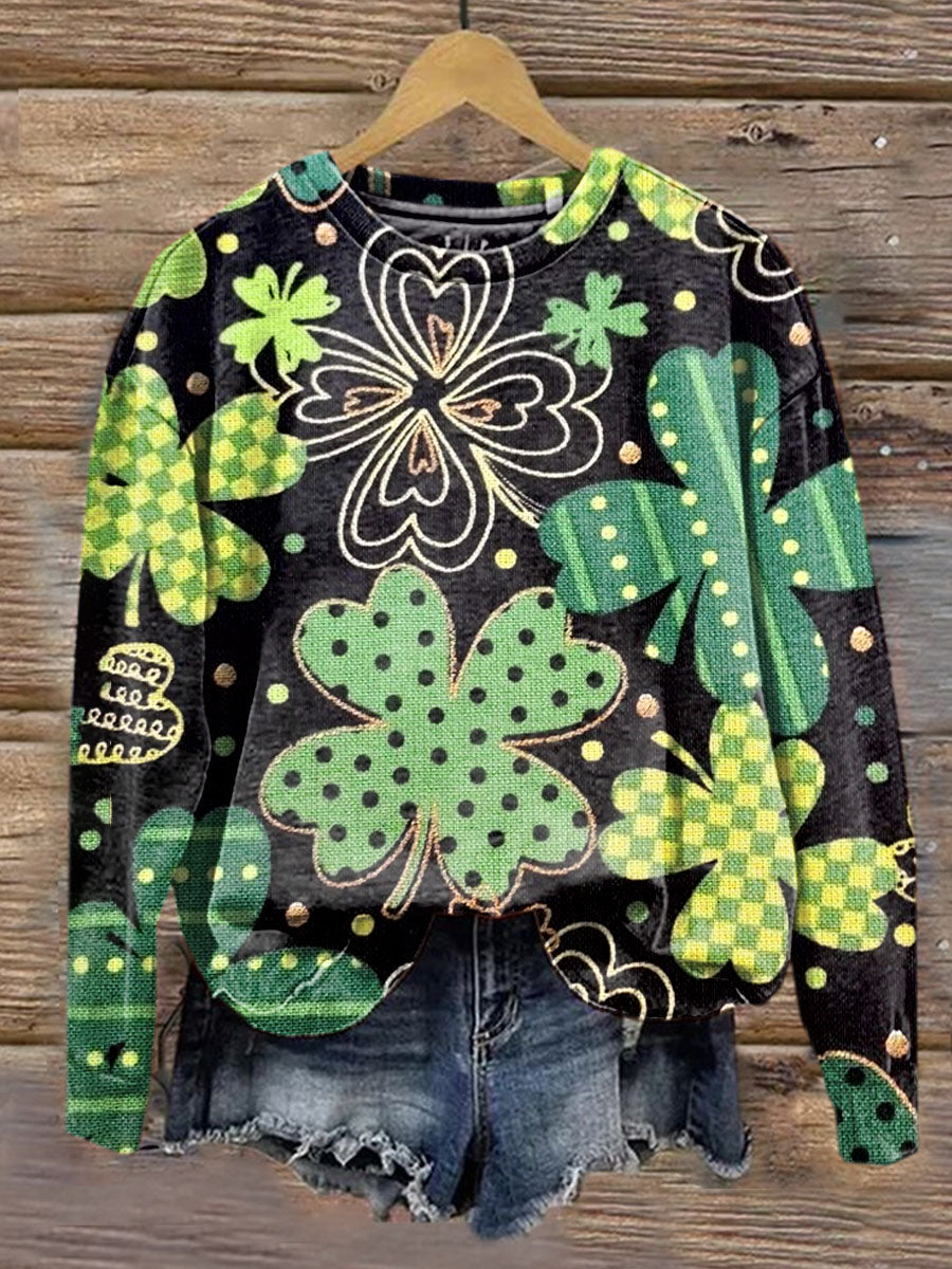 Unisex Retro St. Patrick's Day Illustration Printed Casual Sweatshirt