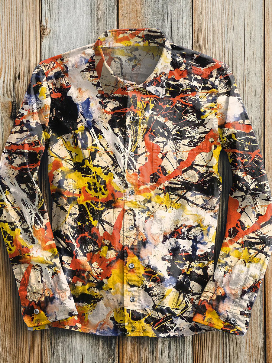 Gorgeous Graffiti Art Print Casual Long Sleeve Shirt