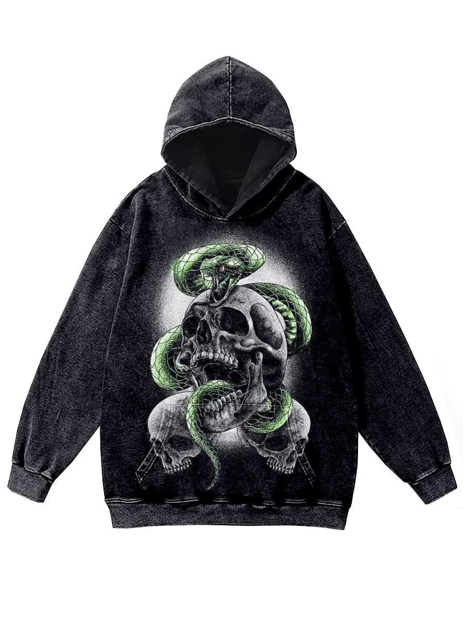 Retro Graffiti Skull Print Casual Hoodie