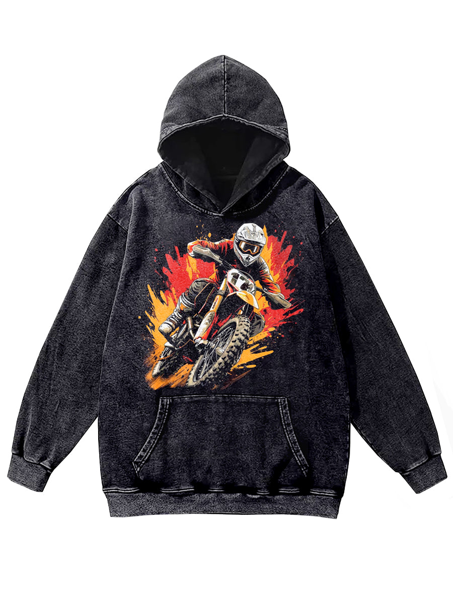 Retro Motorcycle Print Casual Hoodie
