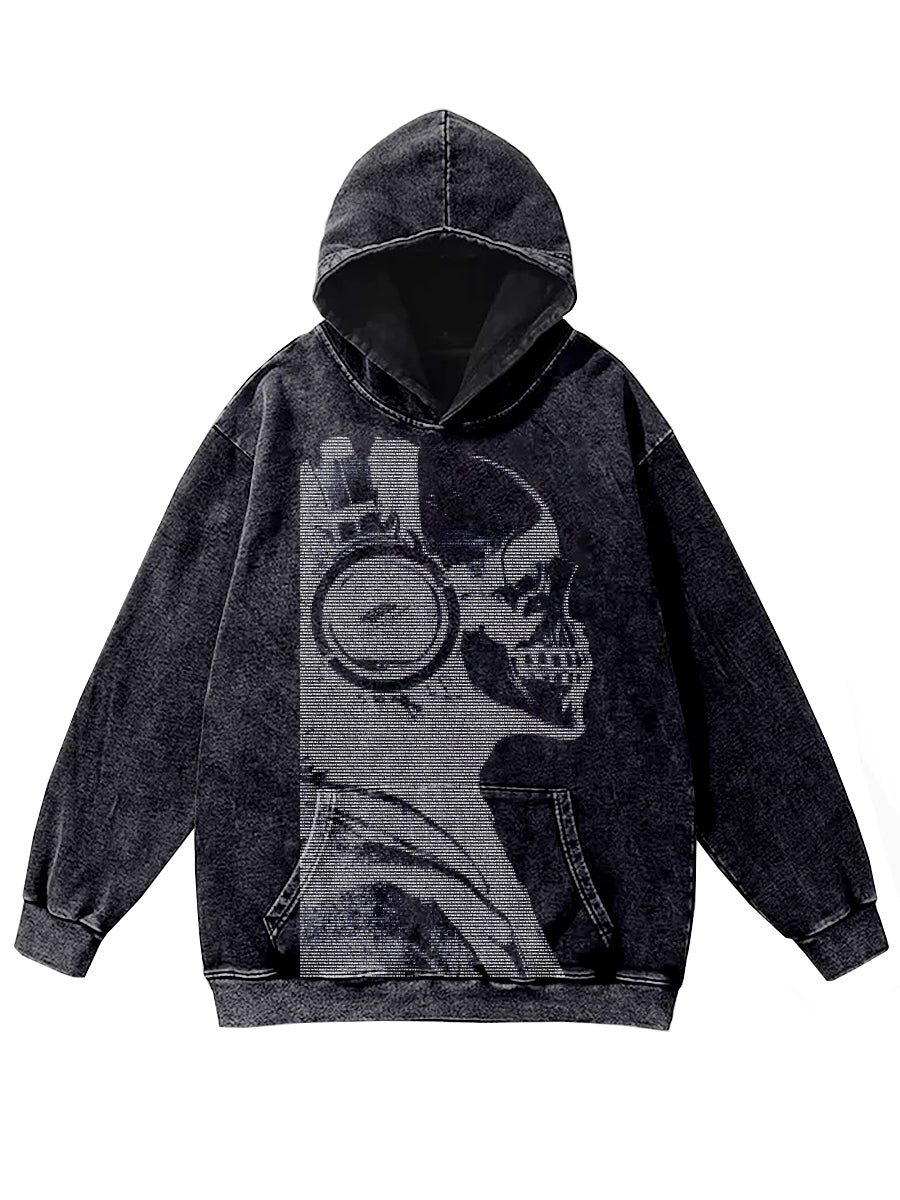 Retro Graffiti Skull Print Casual Hoodie