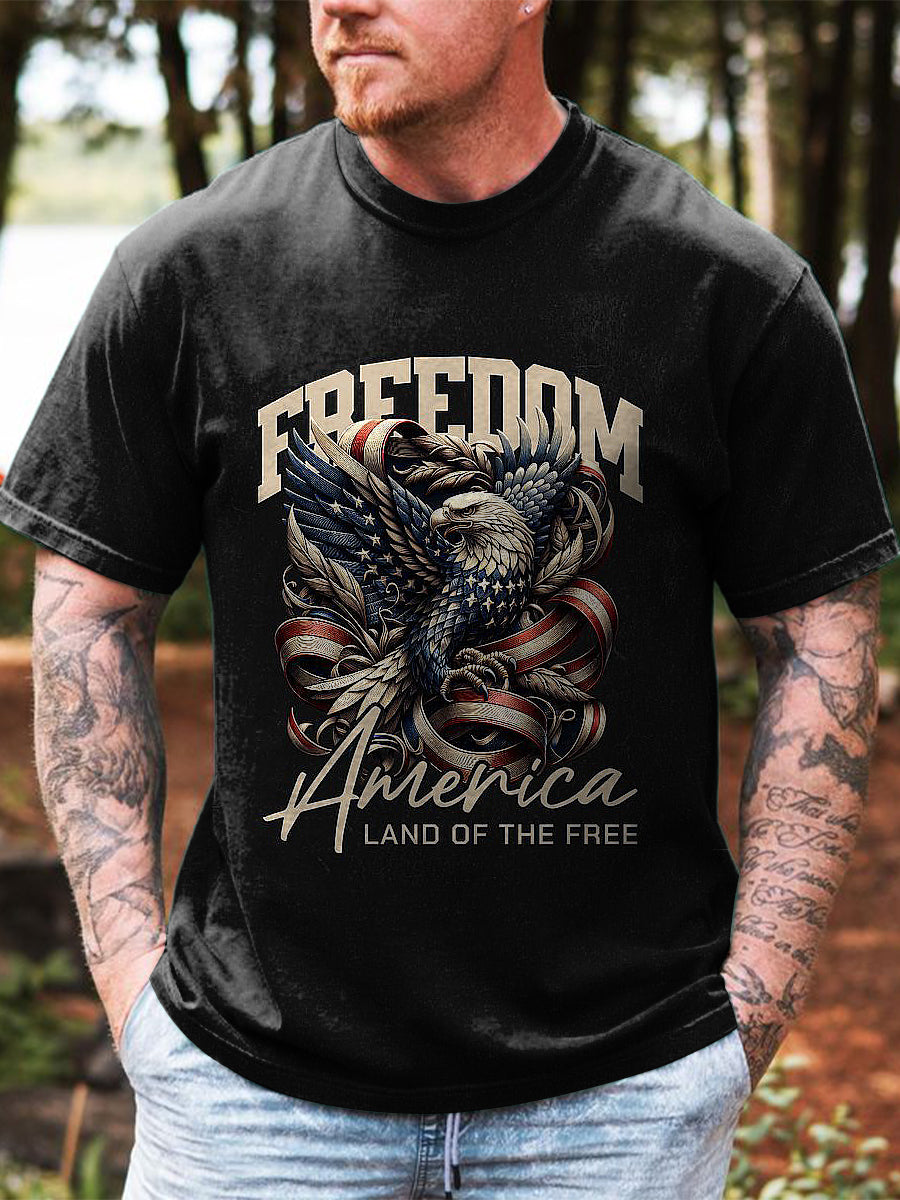 Eagle Printed Vintage Fashion Loose Short Sleeve T-Shirt