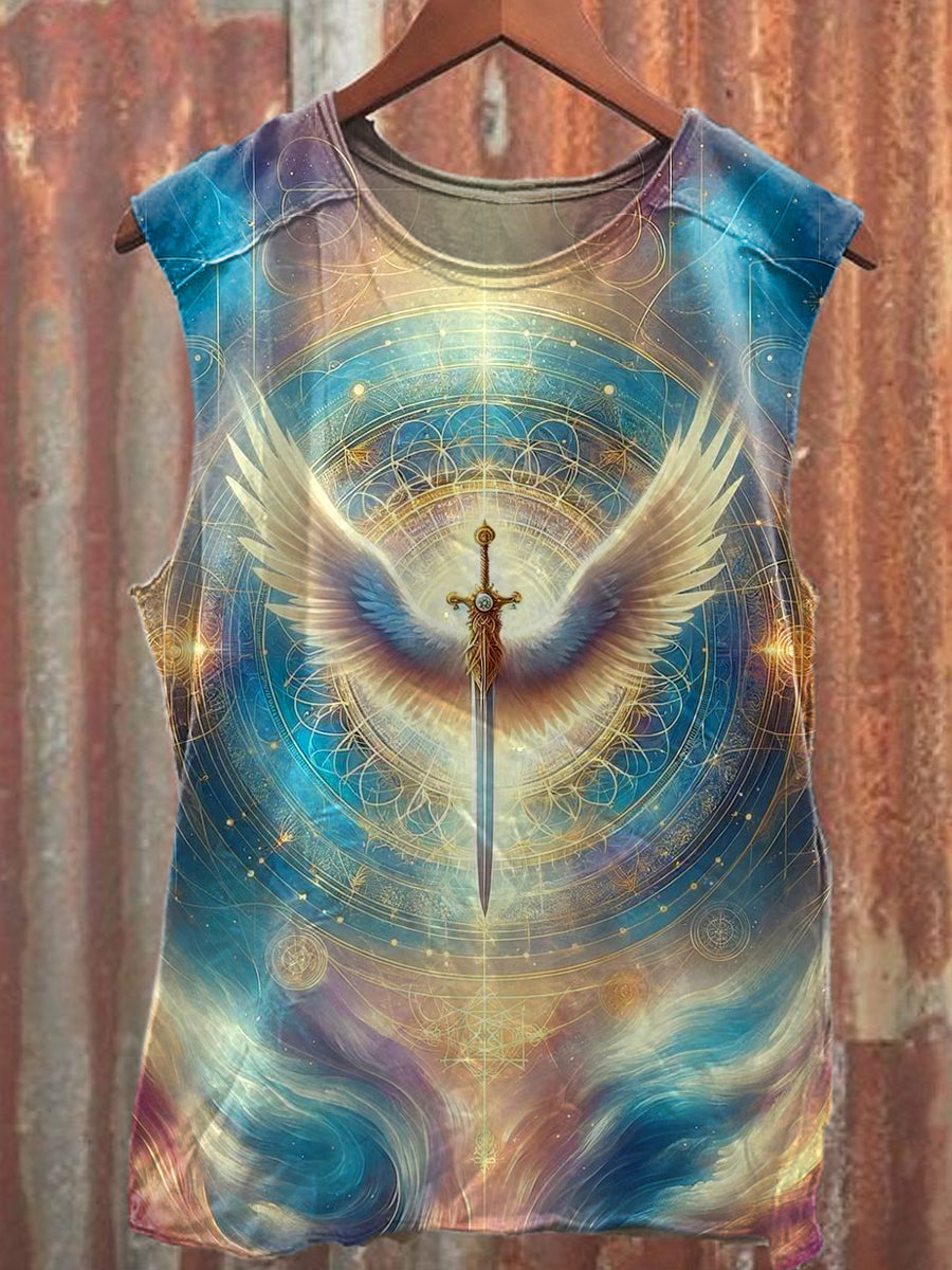 Men's Casual Sword Printed Tank Top