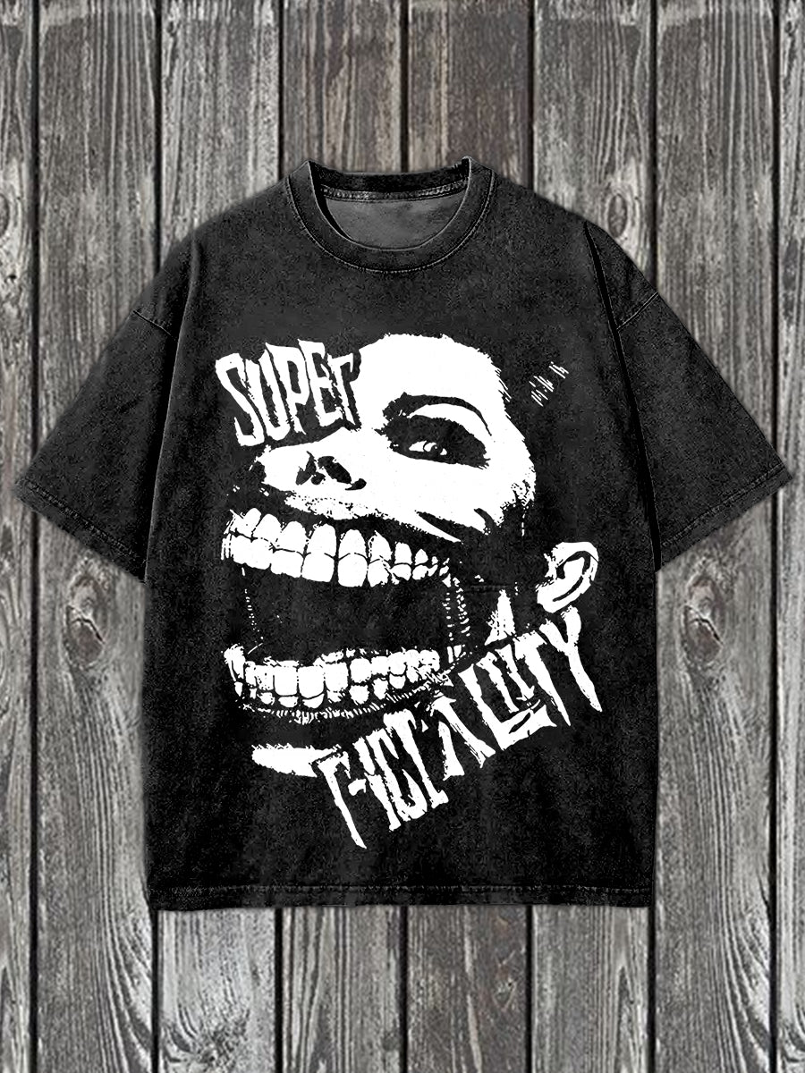 Retro Graffiti Art Print Casual Short Sleeve T-Shirt