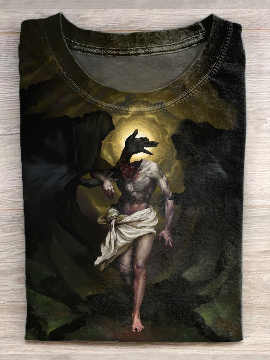 Printed Vintage Fashion Loose Short Sleeve  T-Shirt