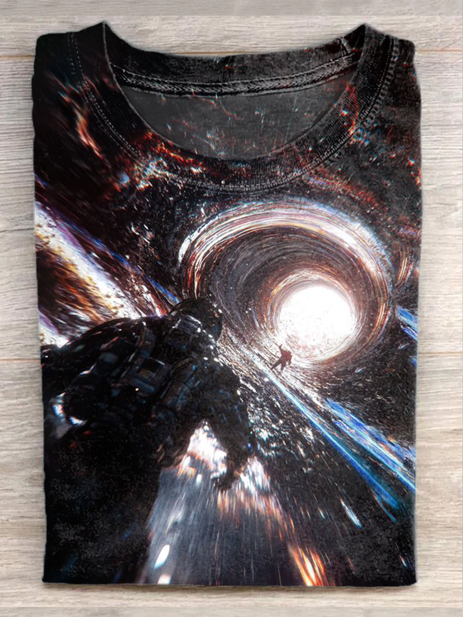 Retro Fantasy Time and Space Art Printed Casual Cotton T-shirt