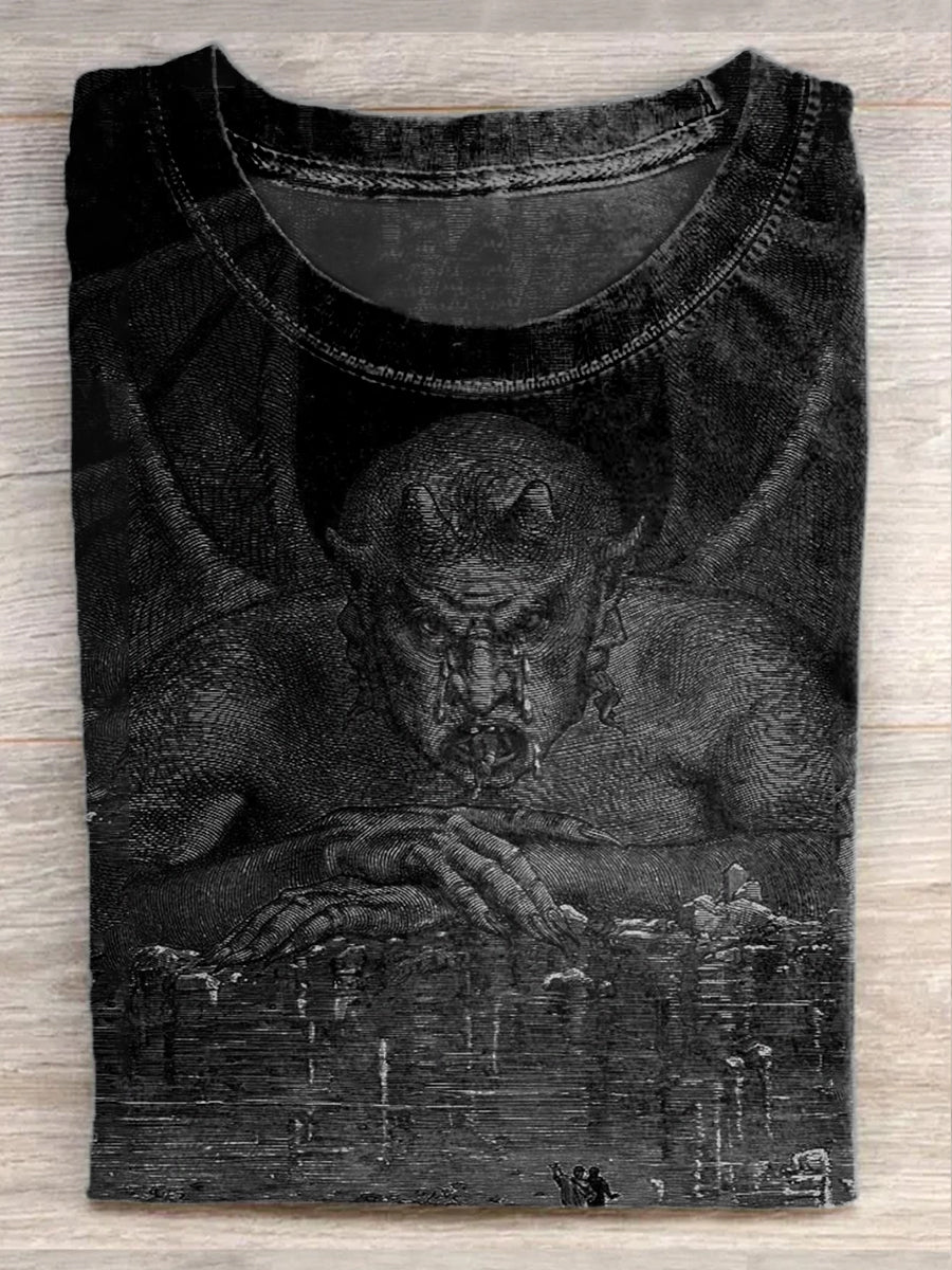 Fashion Retro Fantasy Monster Art Print Casual T-shirt