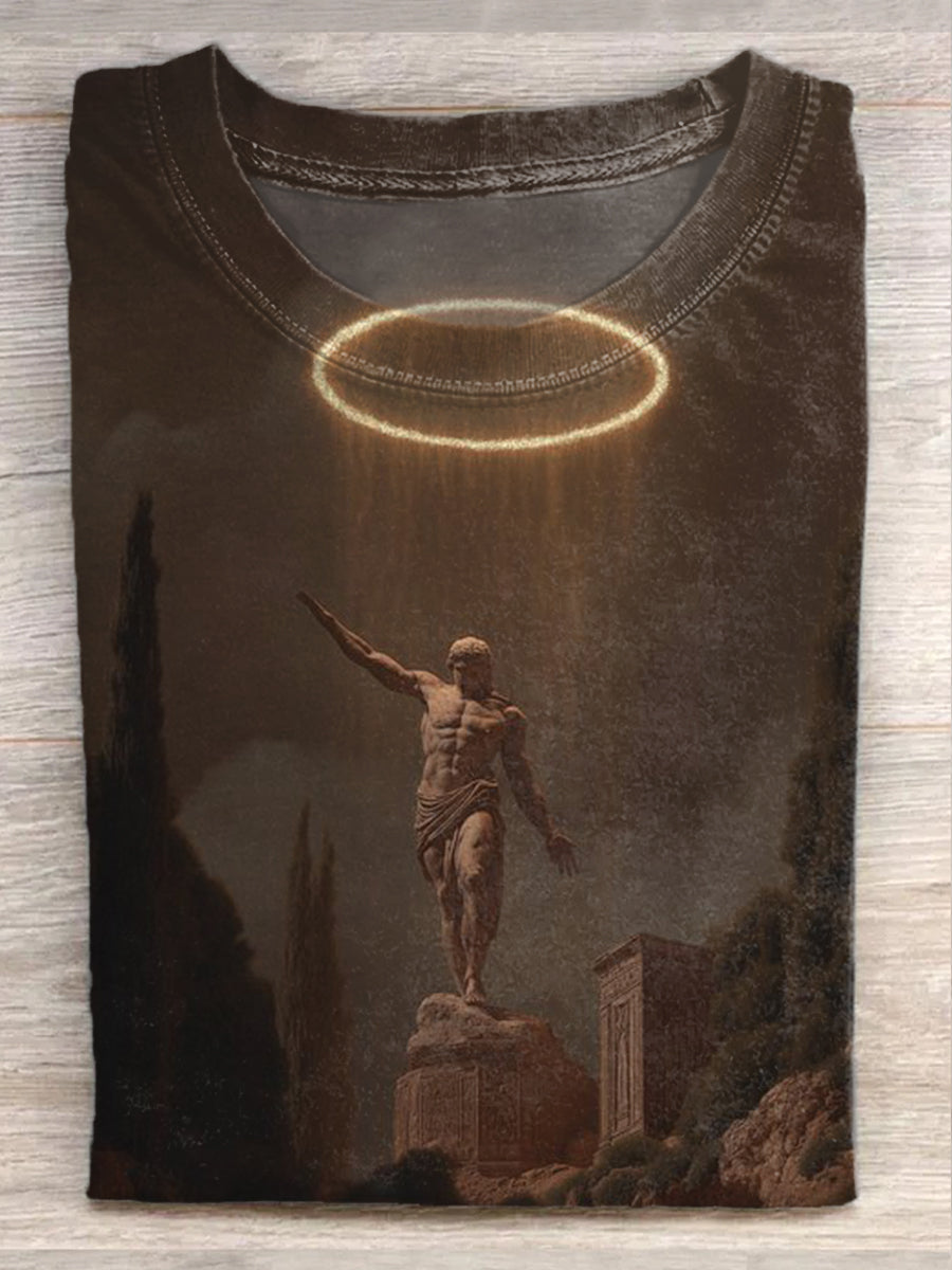 Retro Fantasy Time and Space Art Printed Casual Cotton T-shirt