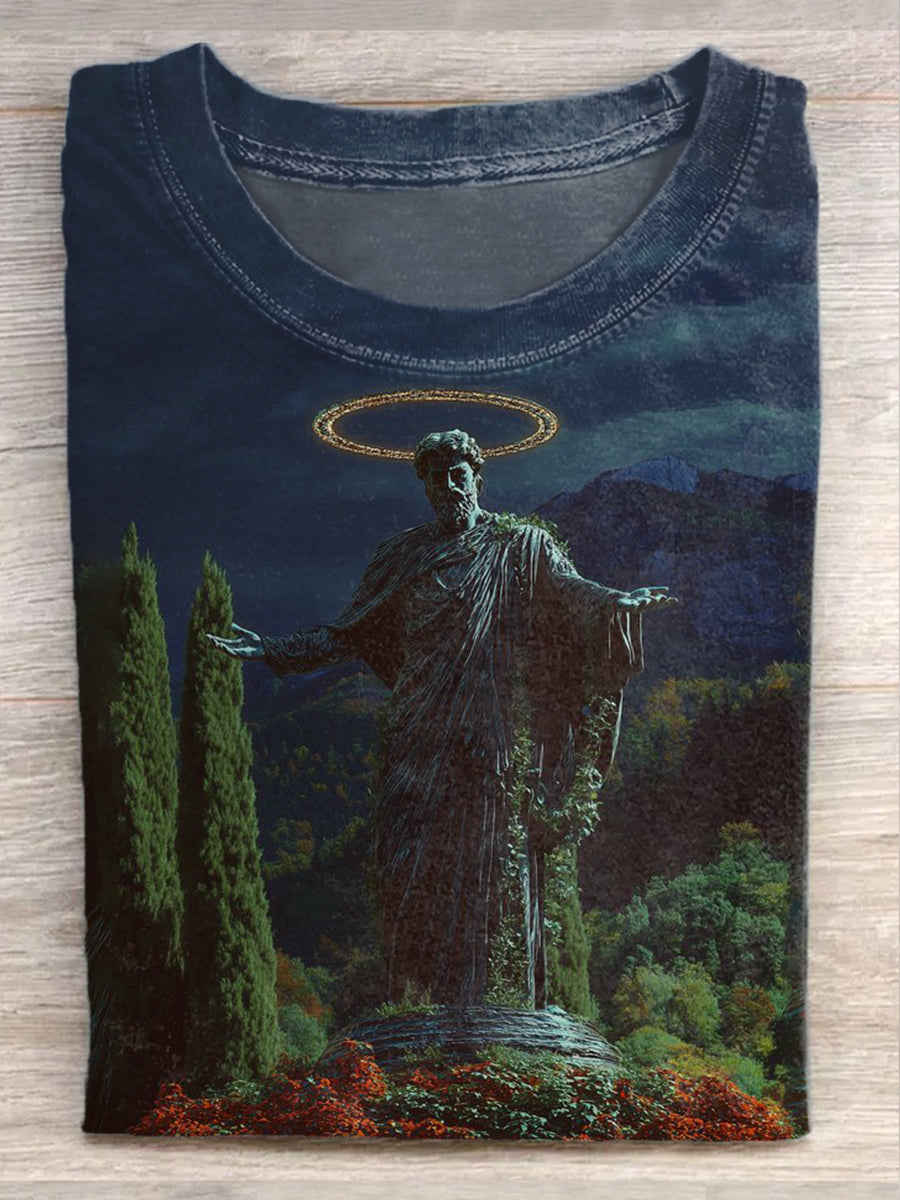 Retro Fantasy Time and Space Art Printed Casual Cotton T-shirt