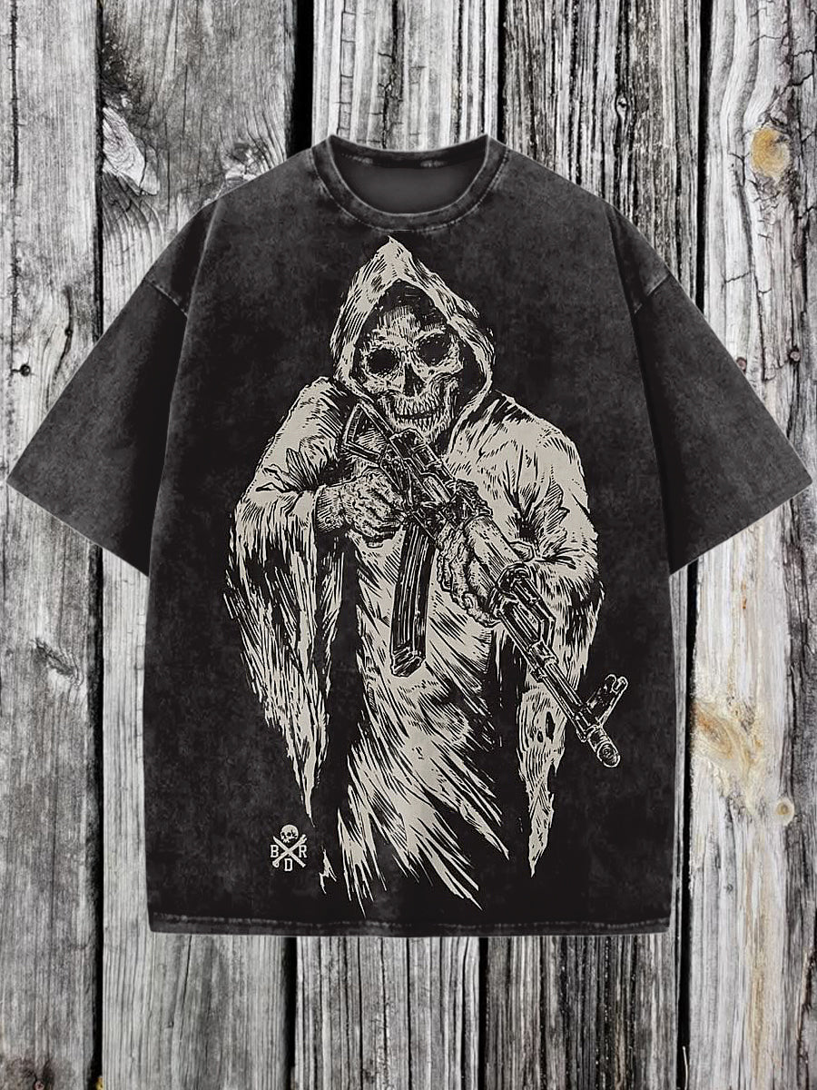 Skeleton Printed Vintage Fashion Loose Short Sleeve T-Shirt