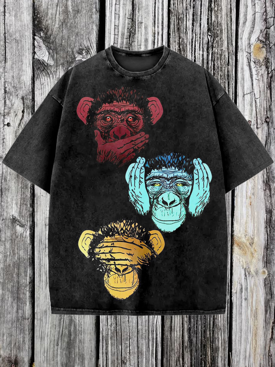 Orangutan Printed Vintage Fashion Loose Short Sleeve  T-Shirt
