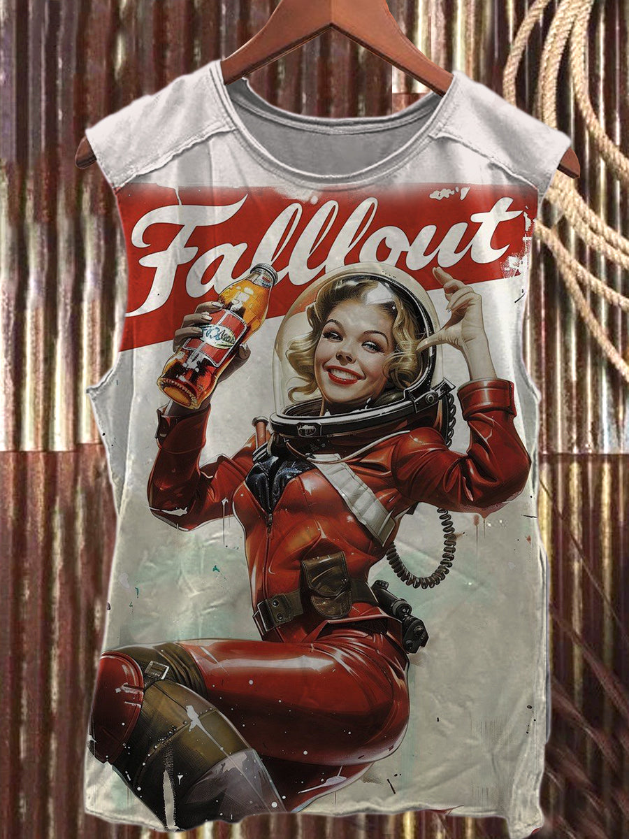 Vintage Art Print Casual Cotton Tank Top