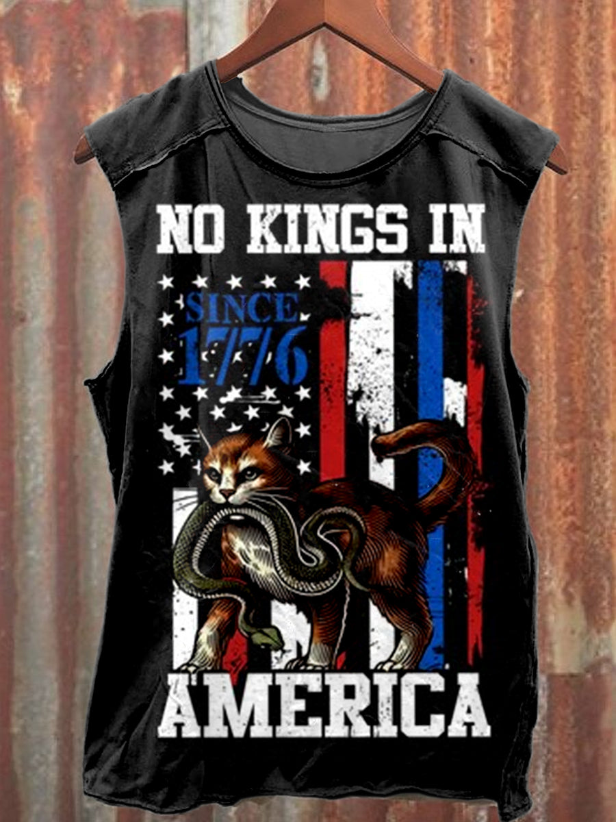 Vintage Illustrated Art Print Casual Tank Top