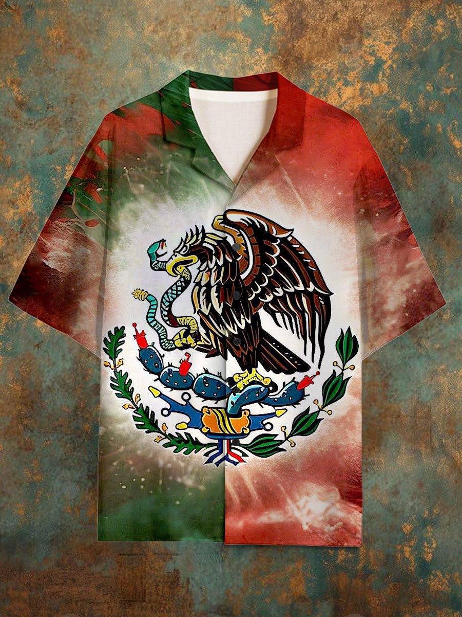 Men's Vintage Religion Pattern Short Sleeve Shirt