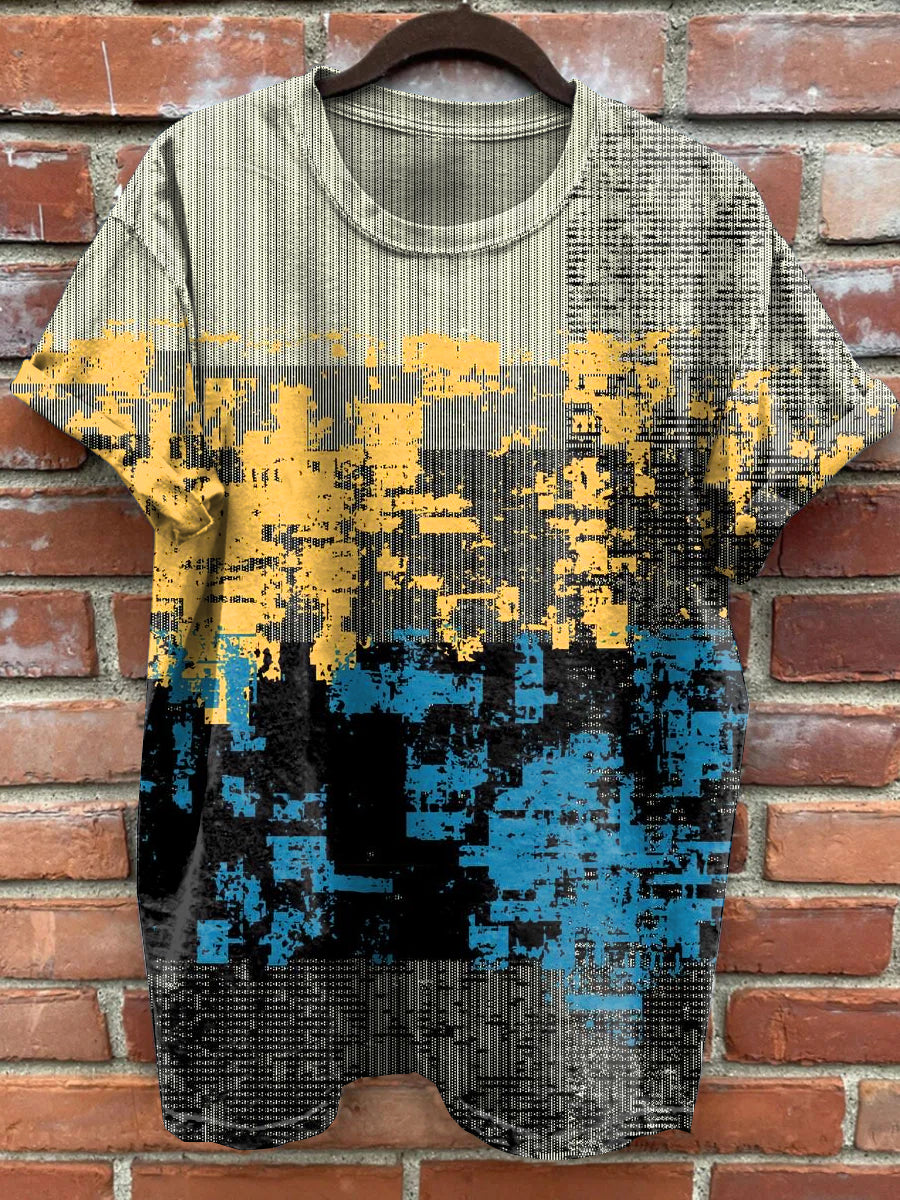 Retro Fashion Modern Geometric Print Casual Short Sleeve