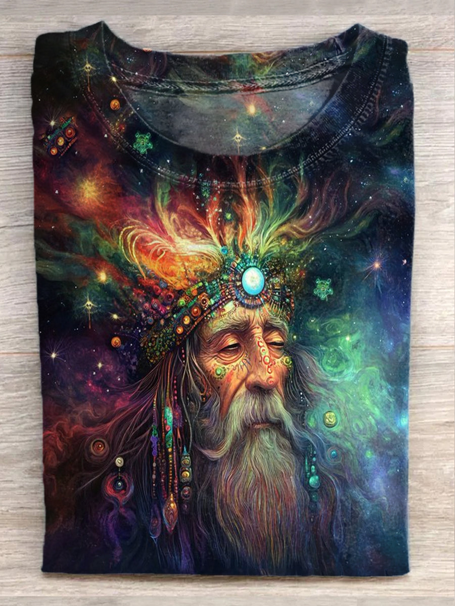 Retro Fashion Fantasy World Illustration Print Casual T-Shirt