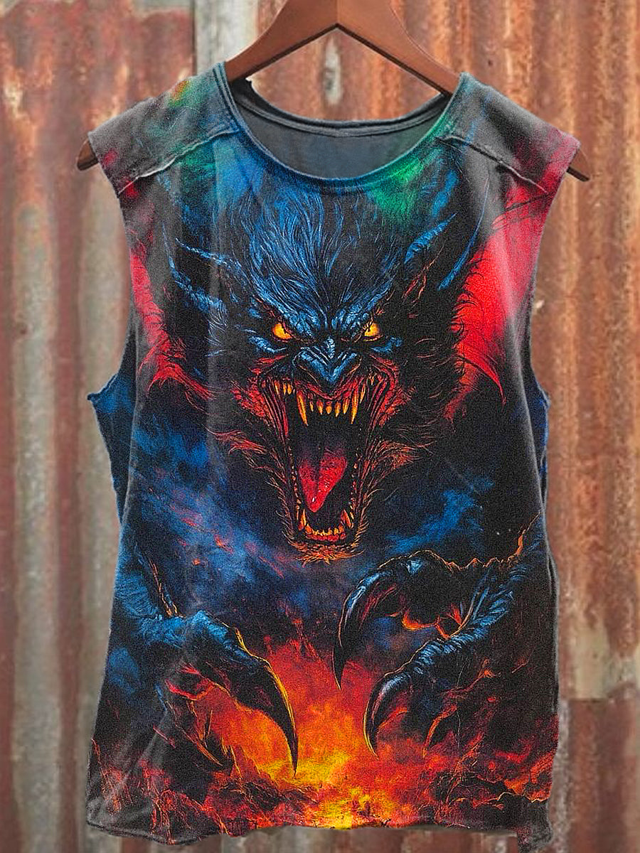 Men's Casual Dragon Printed Tank Top