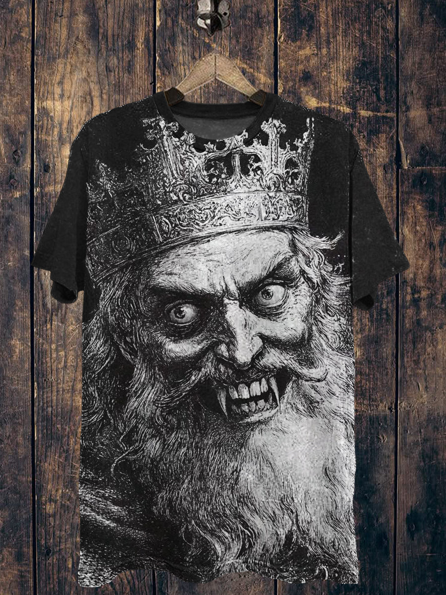 King Printed Vintage Fashion Loose Short Sleeve T-Shirt