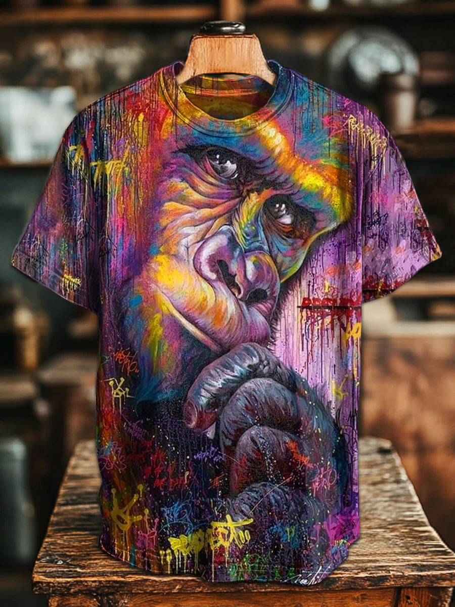 Retro Fashion Graffiti Art Print Casual T-Shirt