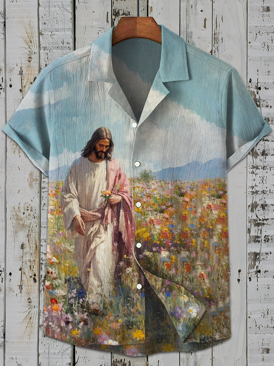 Vintage Gorgeous Jesus Art Print Casual Shirt