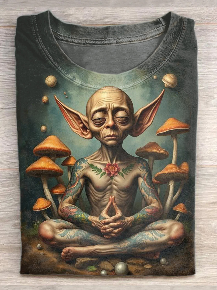 Retro Fantasy Elf Art Print Casual T-Shirt