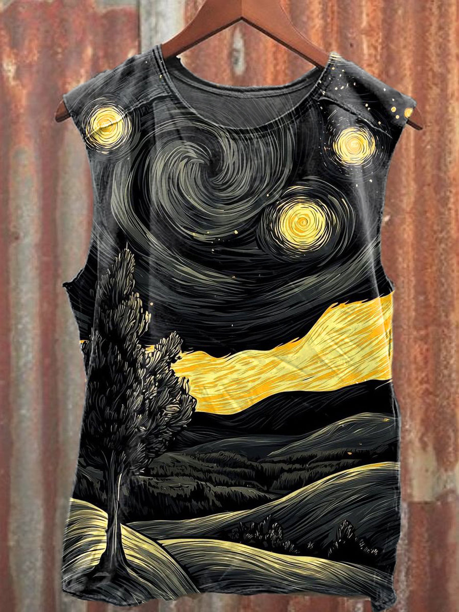 Men's Casual Starlit Sky Printed Tank Top