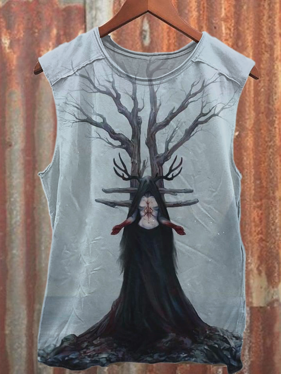 Retro Fashion Illustration Art Print Cotton Tank Top