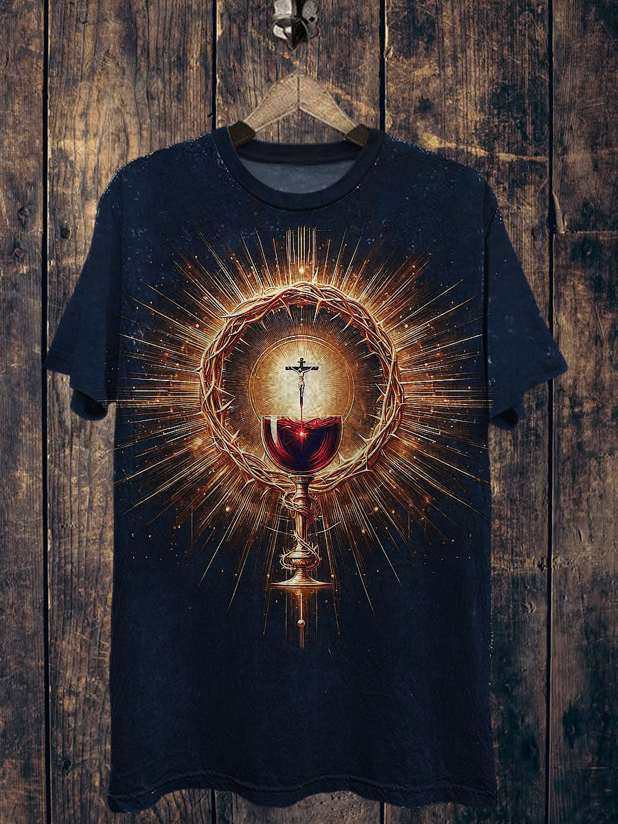Cross Printed Vintage Fashion Loose Short Sleeve T-Shirt