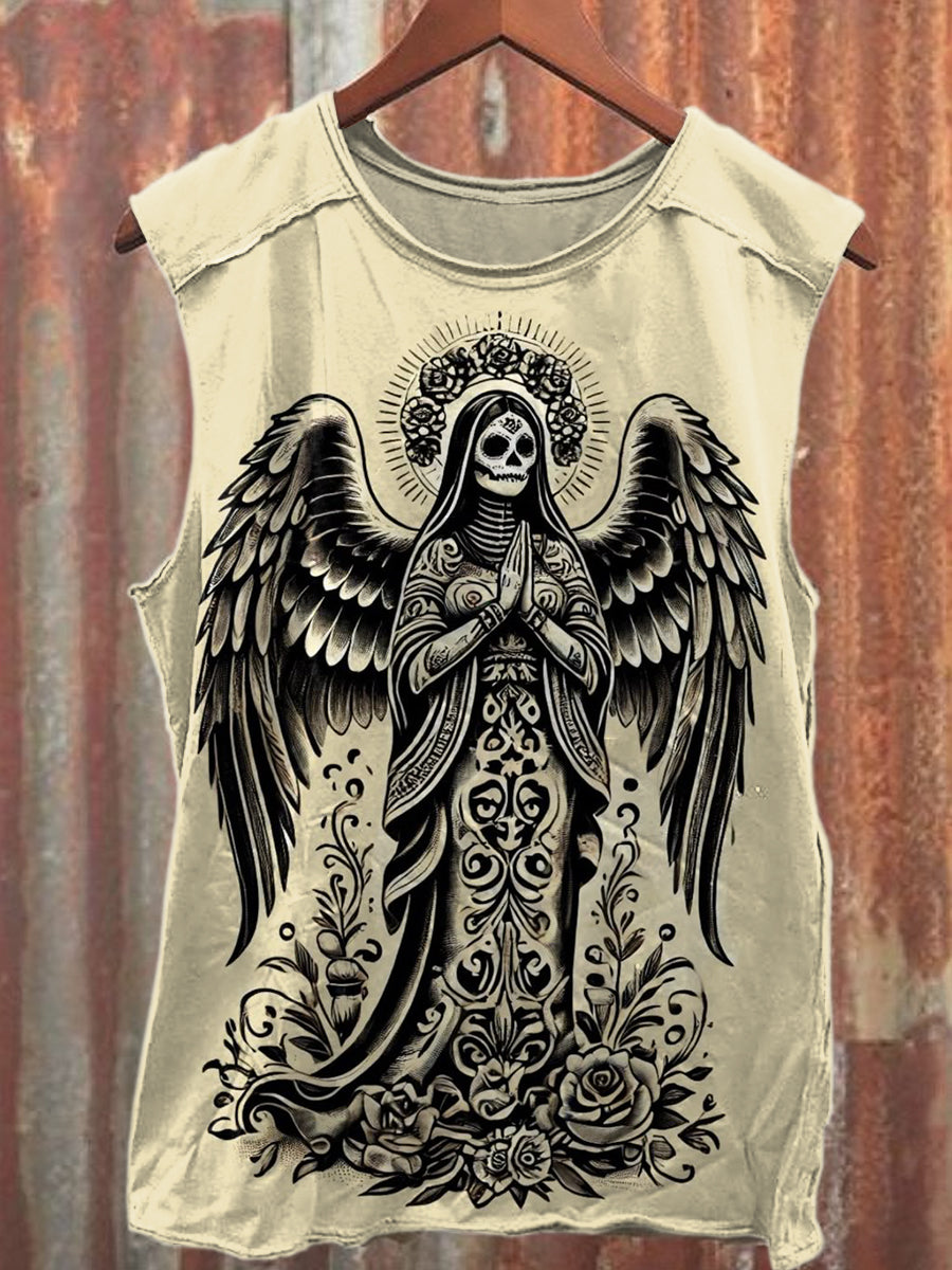 Retro Skull Graffiti Art Print Casual Tank Top