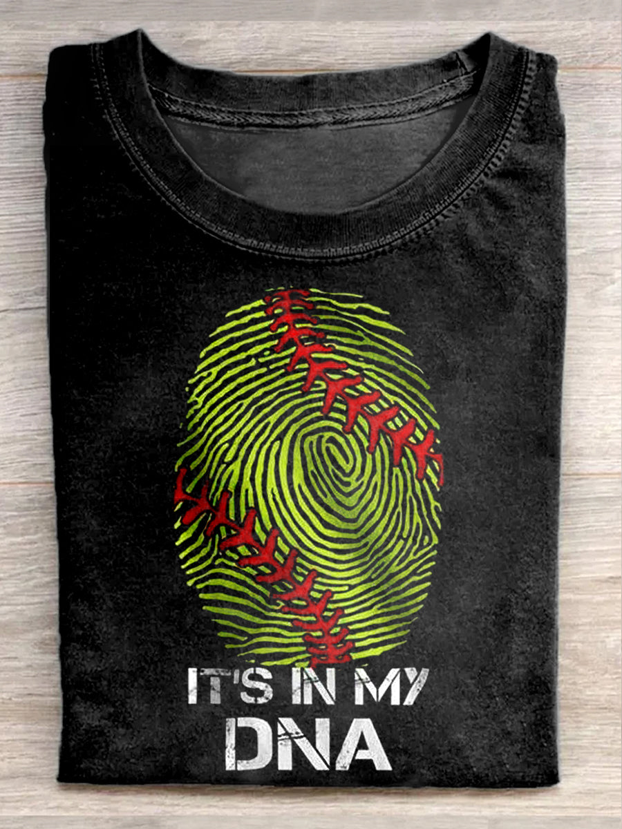 Fashionable Baseball Graffiti Art Print Casual Short Sleeve T-Shirt