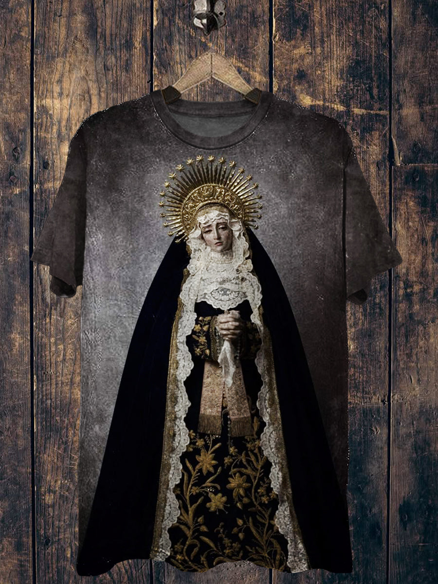 Religion Printed Vintage Fashion Loose Short Sleeve T-Shirt