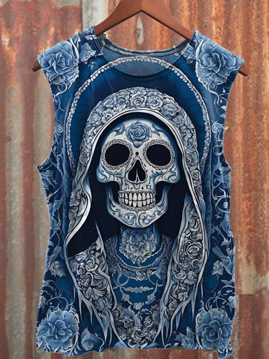 Retro Skull Graffiti Art Print Casual Tank Top