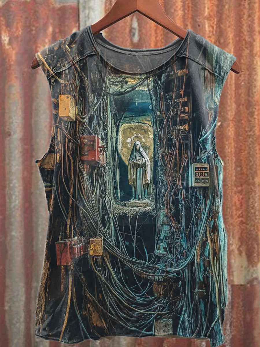 Vintage Graffiti Art Print Cotton Tank Top