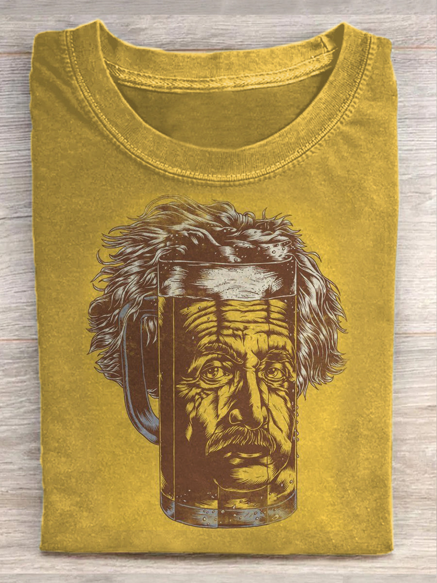 Funny Beer Illustration Art Print Casual T-Shirt