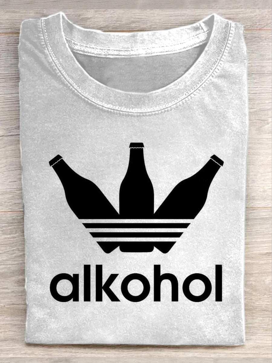 Retro Logo Illustration Art Print Casual T-Shirt