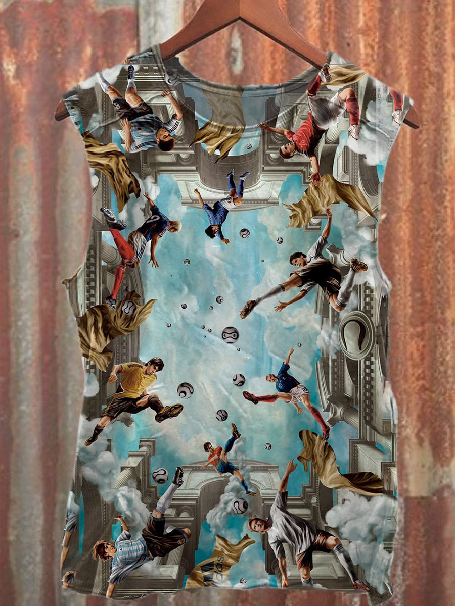 Football Graffiti Illustration Art Print Casual Cotton Tank Top