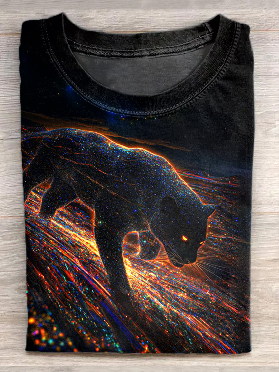 Diamond Panther Illustration Art Print Casual T-Shirt